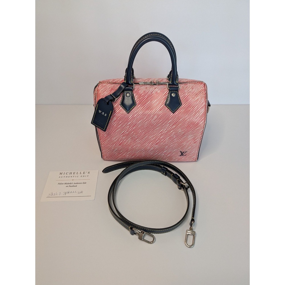 Louis vuitton Speedy Bandouliere 25 Denim Red Epi Leather. COA, Lock ,Dustbag